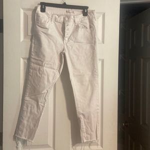 White crop jeans